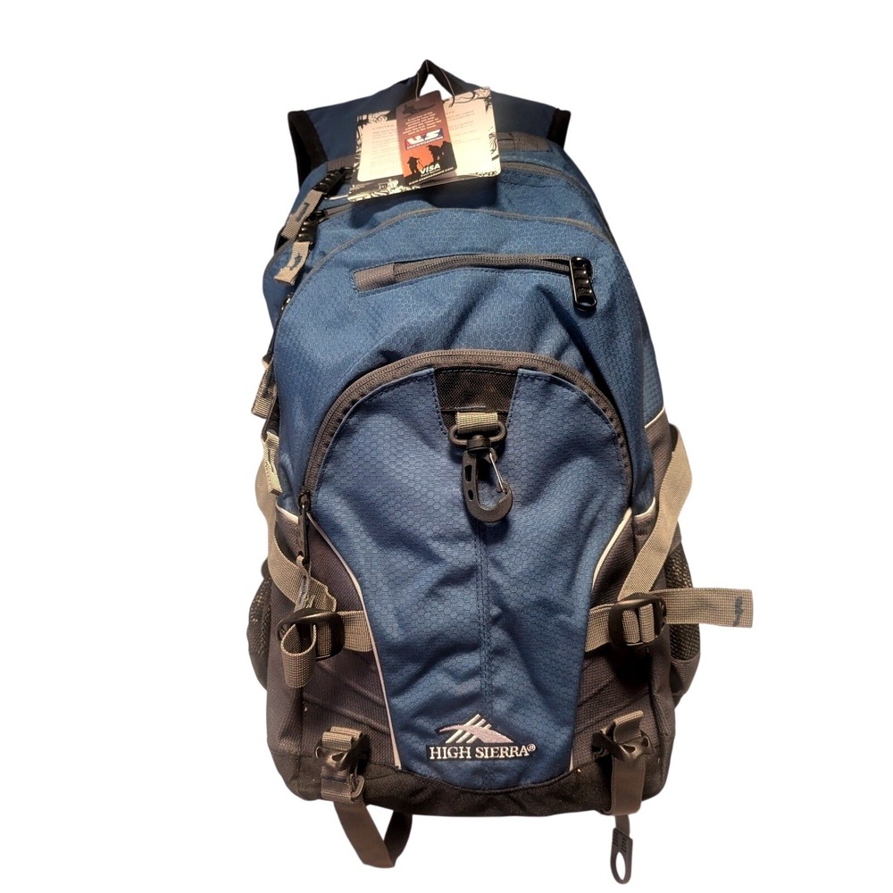 High Sierra Hiking Backpack Blue Black Internal Frame Hydration Travel Pack NWT